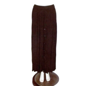 Vintage BROOM Skirt, S, BROWN Crinkled Rayon, Concho buttons, Elastic waist